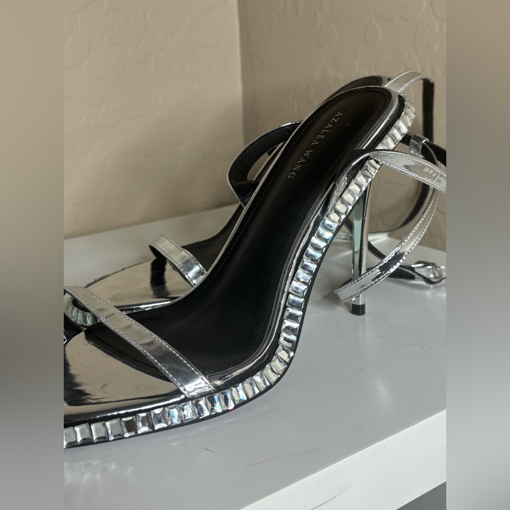 Azalea Wang Brik Mirror Strappy Heels size 10 - Picture 2 of 3
